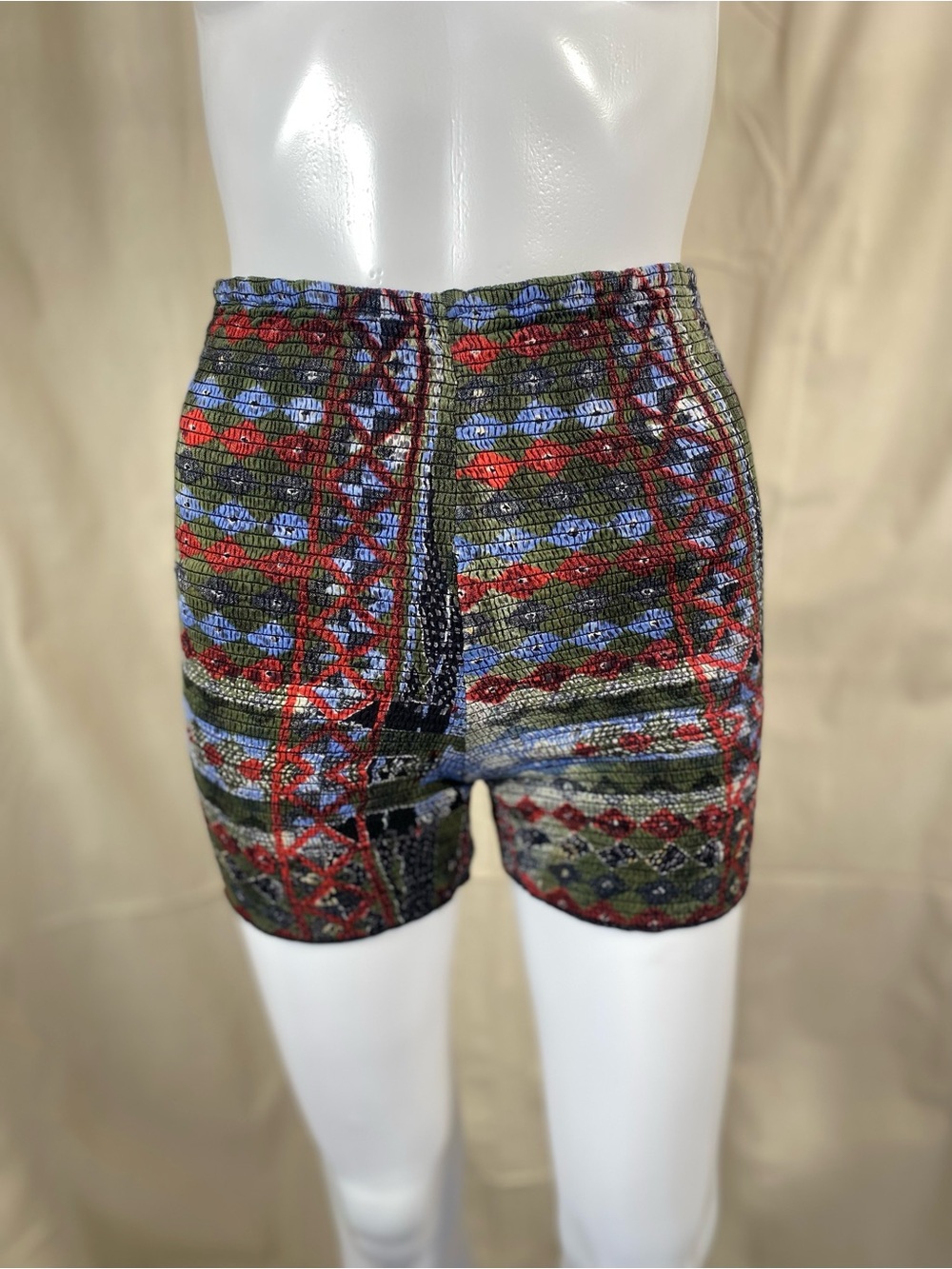 Free People One Zella Smocked Geometric Printed Shorts